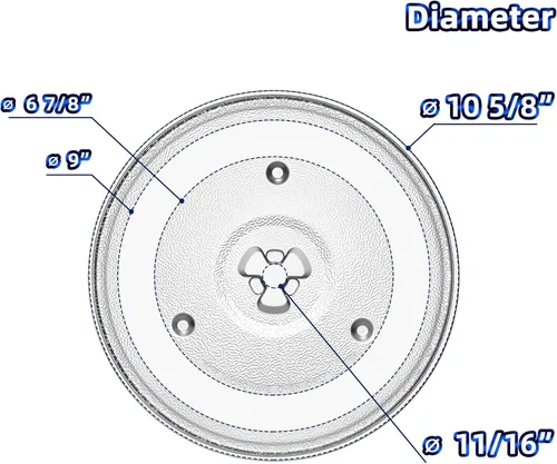 Vista 2 de Plato de vidrio para microondas de 10.6" compatible con microondas Hamilton Beach de 0.9 pies cúbicos. Reemplazo de la placa de vidrio MP-P23