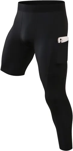 Vista 7 de Pantalones de compresión de 3/4 de una pierna para hombre, mallas de baloncesto atléticas para correr, leggings deportivos de capa base capri