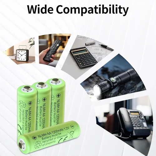 Vista 3 de Baterías recargables AA, baterías Ni-MH de 1200 mAh de 1.2 V de baja autodescarga, batería doble A precargada para luces solares, juguetes