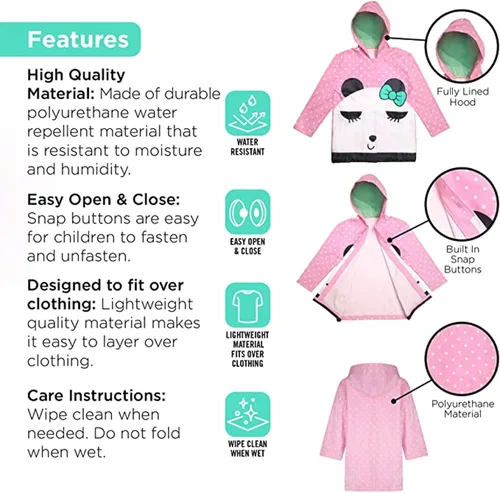 Vista 4 de Kids Umbrella for Girls and Boys & Rain Coats Set -Toddler Umbrellas Kids Raincoat Boys Girls Jacket (3-9 Years)