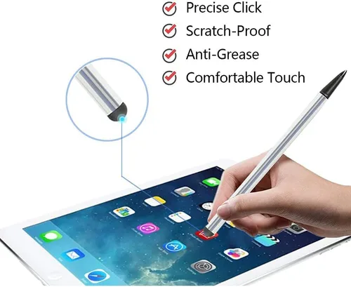 Vista 5 de Lápiz capacitivo y resistivo (3 unidades) universal de alta sensibilidad y precisión con punta de disco capacitiva para pantalla táctil, lápiz
