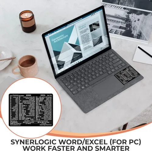 Vista 4 de SYNERLOGIC Microsoft Word/Excel (para Windows) Guía de referencia Adhesivo de acceso directo de teclado, laminado, vinilo sin residuos (negro/grande)