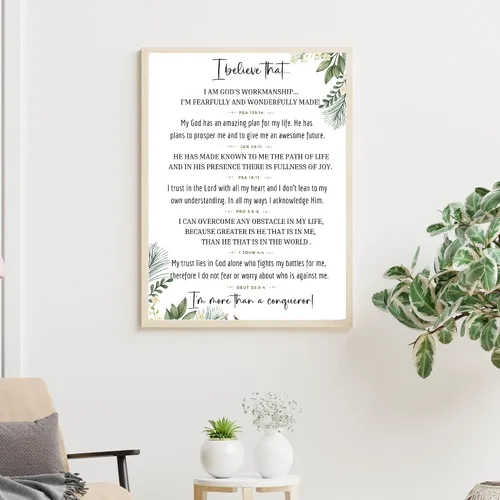 Vista 7 de Christian Confessions based on Bible verses - Spiritual Affirmations - Declarations Printed Poster - Wall Art Print - Christian gift - Minimalistic