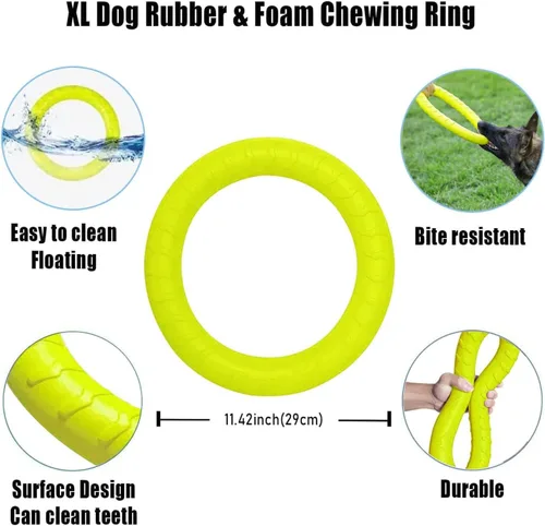 Vista 3 de Disco Volador Flotante Duradero Indestructible para Perros Grandes, Juguetes de Anillo para Masticadores, Piscina, Natación, Lanzamiento, Atrapar