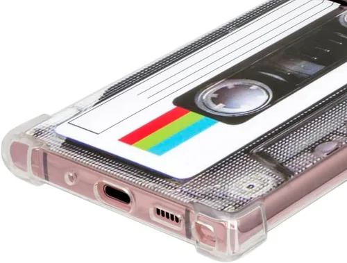Vista 6 de FAteamll Funda para Galaxy Note 20 Ultra con esquinas reforzadas, TPU suave parachoques retro Cassette Tape Case + protector de lente de cámara