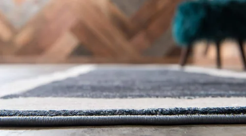 Vista 5 de Unique Loom Uptown Collection - Alfombra Yorkville (2 pies 2 pulgadas x 6 pies, color azul marino/marfil)