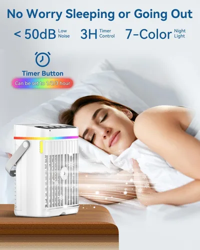 Vista 11 de Aire Acondicionado Portátil, Mini Aire Acondicionado Portátil de 1250ml Ventilador de Enfriamiento de Aire Ventilador de Aire con 3 Velocidades