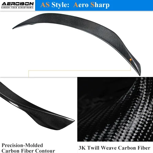 Vista 6 de Alerón de maletero de fibra de carbono real para Maserati Ghibli Sedan 2014-2024 Estilo AS (Aero Sharp), se adapta a todos los adornos Maserati
