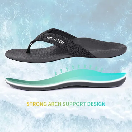 Vista 2 de WILOTTEN Sandalias con soporte de arco para mujer, sandalias ortopédicas para pies planos, sandalias de apoyo para mujeres y hombres