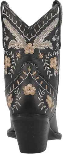 Vista 5 de Dingo - Botas con bordados florales de prímula para mujer, de punta triangular, tacón bajo de 1-2 pulgadas, color negro