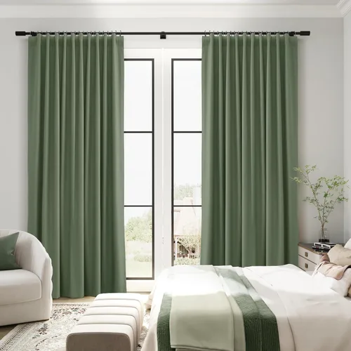 Vista 121 de Guken Cortinas opacas de lino, 2 paneles rústicos, elegantes, 100% opacas, con aislamiento térmico, banda de ganchos y trabilla trasera, 52 x 84