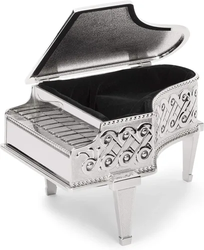 Vista 4 de THINGS REMEMBERED Caja de música grabada en forma de piano en tono plateado (personalización gratuita)
