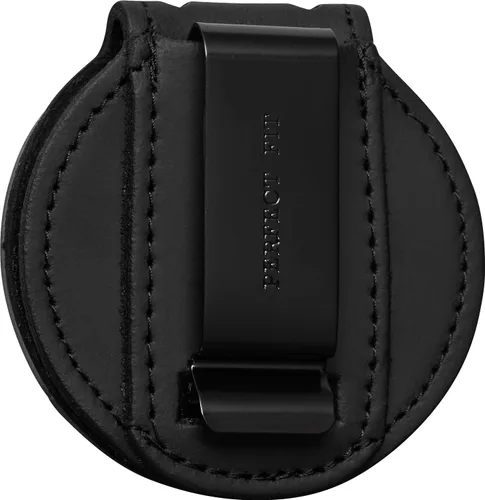 Vista 4 de Perfect Fit Shield Wallets Soporte para cinturón de Texas Ranger con cadena para el cuello Clip para cinturón de cuero negro (Cutout 390).