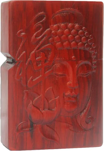 Vista 31 de Carcasa exterior de palisandro Huanghuali natural tallado para módulo Zippo (1000 brazos Avalokiteshvara de la diosa 3#)