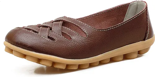 Vista 21 de VenusCelia Mocasines planos para caminar con nidos trenzados para mujer Beige