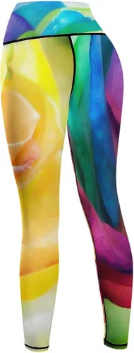 Vista 7 de Rainbow Rose High Waist Yoga Pants Tummy Control Stretch Leggings for Women