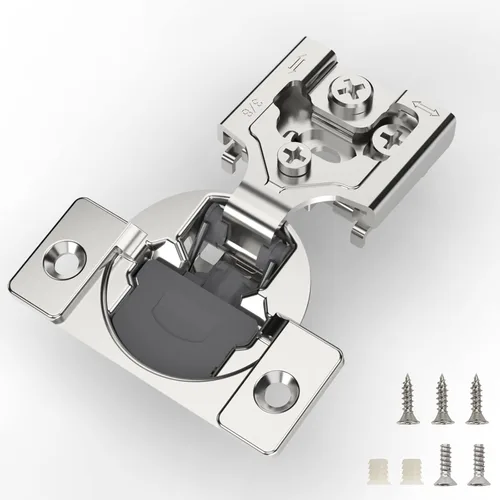 Vista 11 de Furniware 10 Piezas Bisagras de Gabinete de Cierre Suave Superpuestas de 1 Pulgada para Gabinete de Marco Frontal, Acero Inoxidable, Ángulo