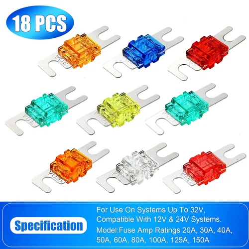 Vista 3 de Frienda 18 Piezas Mini Fusibles ANL Chapados Paquete Kit de Portafusibles de Audio para Automóvil para Sistema Electrónico de Audio y Video Marino