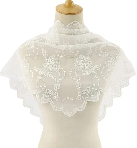 Vista 4 de LMVERNA Triángulo velo Mantilla cabeza cubierta bordado flor velos novia boda accesorio