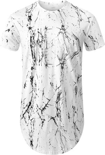 Vista 2 de Aiyino Men's Hipster Hip Hop Ripped Round Hemline Pattern Print T Shirt