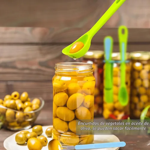 Vista 3 de Paquete de 2 cucharas de aceituna y tenedor de pepinillo, herramienta para recogedor para tarro, accesorio de cocina