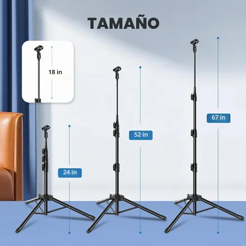 Vista 4 de Soporte de micrófono desmontable de cuello de cisne para micrófono, altura del suelo ajustable de 24 a 67 pulgadas para niños con 2 clips