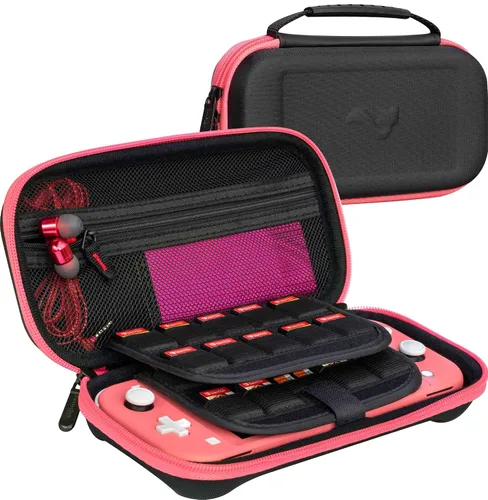 Vista 2 de ButterFox - Funda de transporte para Nintendo Switch Lite, 19 juegos y 2 soportes para tarjetas micro SD, almacenamiento para accesorios Switch Lite