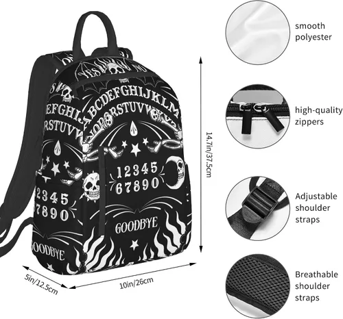 Vista 4 de SWEET TANG Mochila de viaje ligera para ciclismo, senderismo, para hombres y mujeres, Tatuaje Esqueleto Cráneo Tablero Negro, Mochilas de viaje