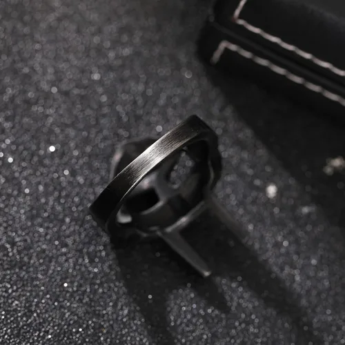 Vista 5 de DOOM - Anillo de máscara para hombre, estilo gladiador, anillo de acero inoxidable de titanio negro, Acero inoxidable Titanio Acero inoxidable