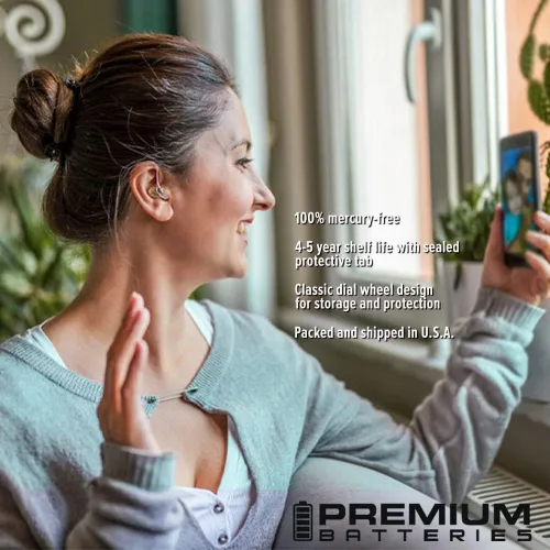Vista 5 de Pilas Premium para audífonos, tamaño 10, 1.45V, con pestaña amarilla (6 pilas)