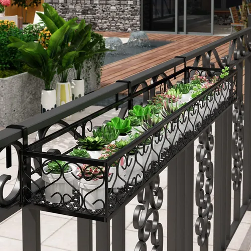 Vista 6 de Saim Estante grande para colgar plantas, macetas de metal con ganchos, cubo de flores para balcón, jardín, ventana, porche, patio