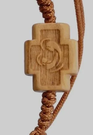 Vista 3 de Pulsera ajustable de rosario de madera de olivo de 0.315 in