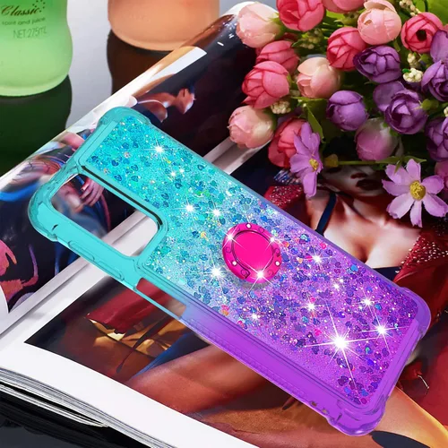 Vista 7 de Funda para Samsung Galaxy A32 5G, diseño de arena movediza con purpurina y purpurina que fluye líquido, flotante, poliuretano termoplástico