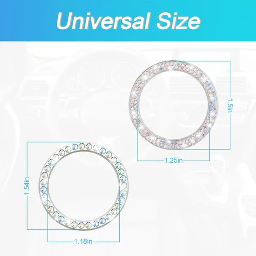 Vista 2 de Calcomanías de anillo de arranque de motor con diamantes de imitación para automóvil, 1 taladro de drenaje único y 1 cubierta de botón de arranque