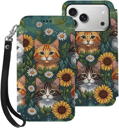 Vista 19 de SWEET TANG Funda protectora para iPhone 17, con tarjetero y tarjetero Patrón 828
