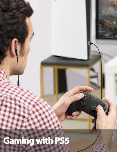 Vista 8 de DUKABEL Auriculares USB para PC, auriculares USB para juegos con micrófono para PC/PS4/PS5, auriculares negros con cancelación de ruido con control