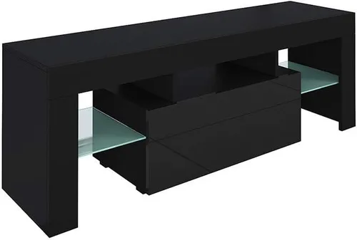 Vista 3 de Soporte de TV, gabinete multimedia de estilo minimalista moderno para sala de estar con luces LED de alto brillo (negro)