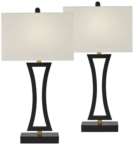 Vista 2 de 360 Lighting Roxie - Lámpara de mesa grande de 31 pulgadas con USB (2 unidades), color negro