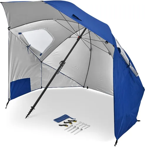 Vista 9 de Sport-Brella Premiere UPF 50+ Protection Umbrella Shelter with Patented Side Panels and Tilt Mechanism, Heavy-Duty 1.25 Inch Center Pole, Auger