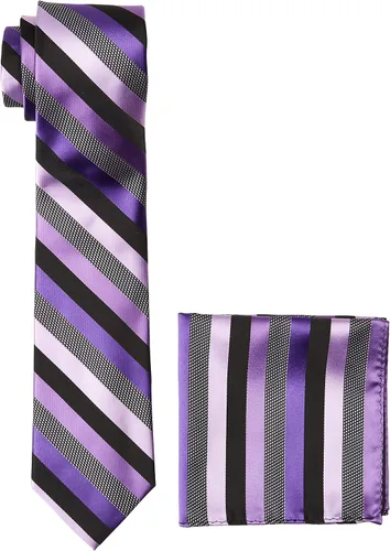 Vista 5 de Stacy Adams Conjunto de corbata a rayas de microfibra para hombre