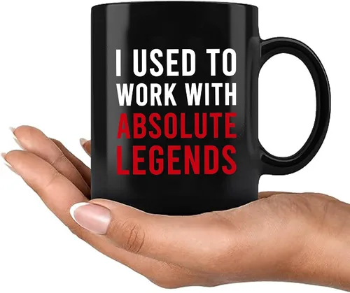 Vista 8 de Panvola Taza de café de cerámica con texto en inglés "I Used To Work With Absolute Legend Coworker Gifts Retirement New Job Goodbye Retired Negro