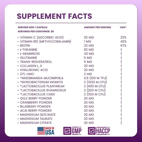 Vista 9 de Suplemento probiótico y prebiótico masticable Akkermansia NOVO 2.0 con HMO, apoya el microbioma intestinal y oral, suplementos para la salud