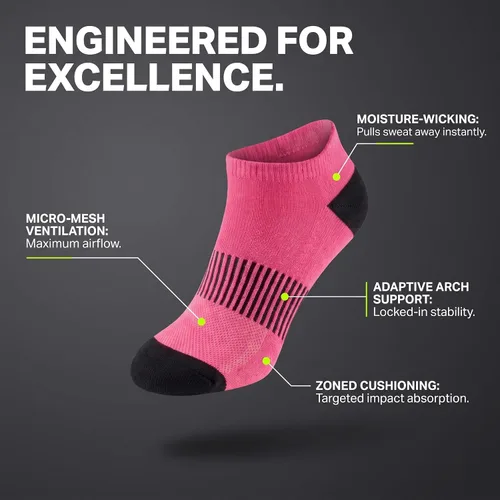 Vista 2 de Tipi Toe Calcetines invisibles de corte bajo para mujer, paquete de 12 unidades, acolchados, atléticos, para correr, soporte de arco que absorbe