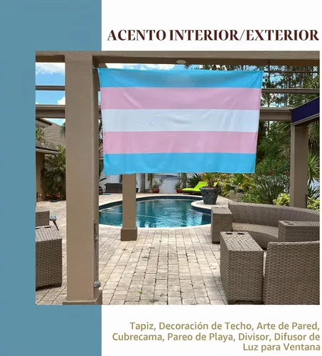 Vista 5 de Bandera trans para pared Tapiz de orgullo transgénero Grande 40 x 60 pulgadas