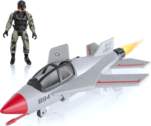 Vista 10 de Escuadrón de aviones de juguete de la Fuerza Aérea de los Estados Unidos de 4 paquetes, aviones de combate militares con retroceso, modelos