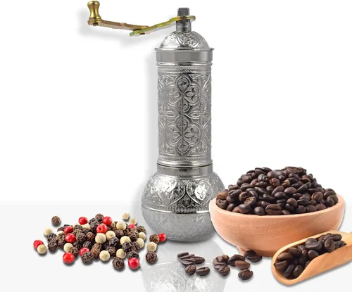 Vista 7 de Molinillo de café decorativo hecho a mano, molinillo de especias turco recargable, molinillo de café manual con mango, molinillo de café de metal