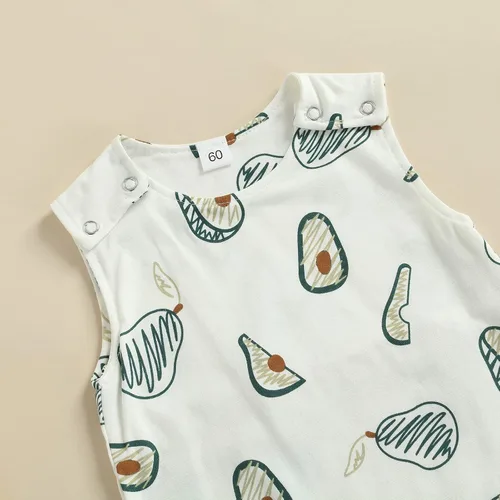 Vista 4 de Mameluco de dibujos animados sin mangas para bebé recién nacido, traje de una pieza, ropa de verano