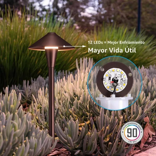 Vista 7 de LEONLITE Update 5CCT Luces de Sendero de Bajo Voltaje, Luces LED para Sendero de Paisajismo, 1800/2700/3000/4000/5000K, Cabezal de Cono Plano