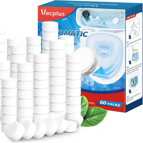 Vista 10 de Tabletas limpiadoras de inodoro Vacplus 30 UNIDADES, limpiadores automáticos de inodoro con blanqueador para desodorizar y desincrustar, limpiador