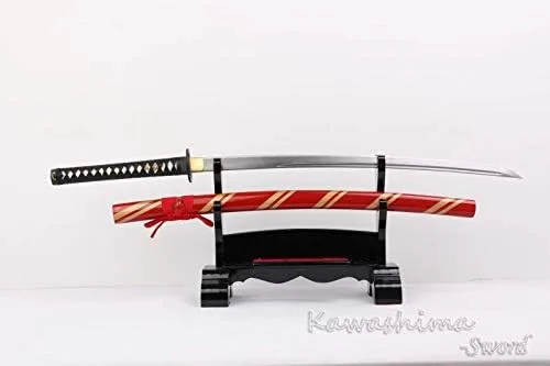 Vista 2 de Musashi Samurai Espada Japonesa Katana Imitado Damasco Acero Full Tang Sharpness Listo para Cortar Mate Paja-41 Pulgadas